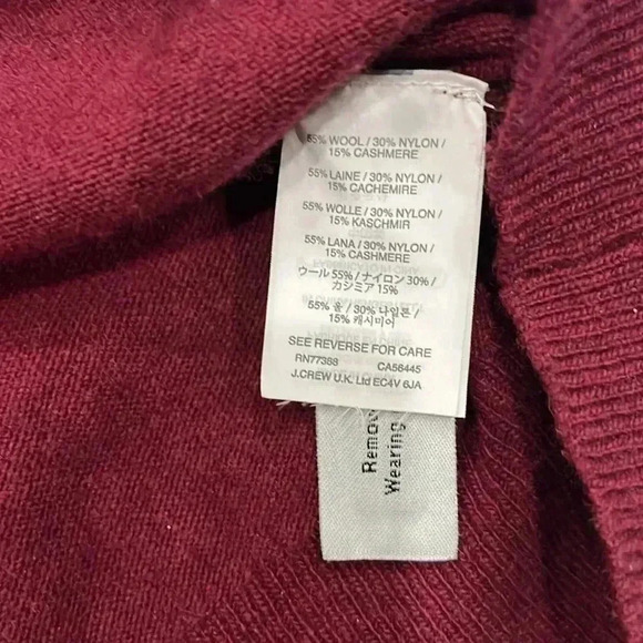 [XS]JCrew Cashmere Wool Blend Burgundy V Neck Button Sweater Cardigan-  NWOT - Picture 5 of 9